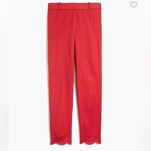 J. Crew Red Scalloped Ankle Pants